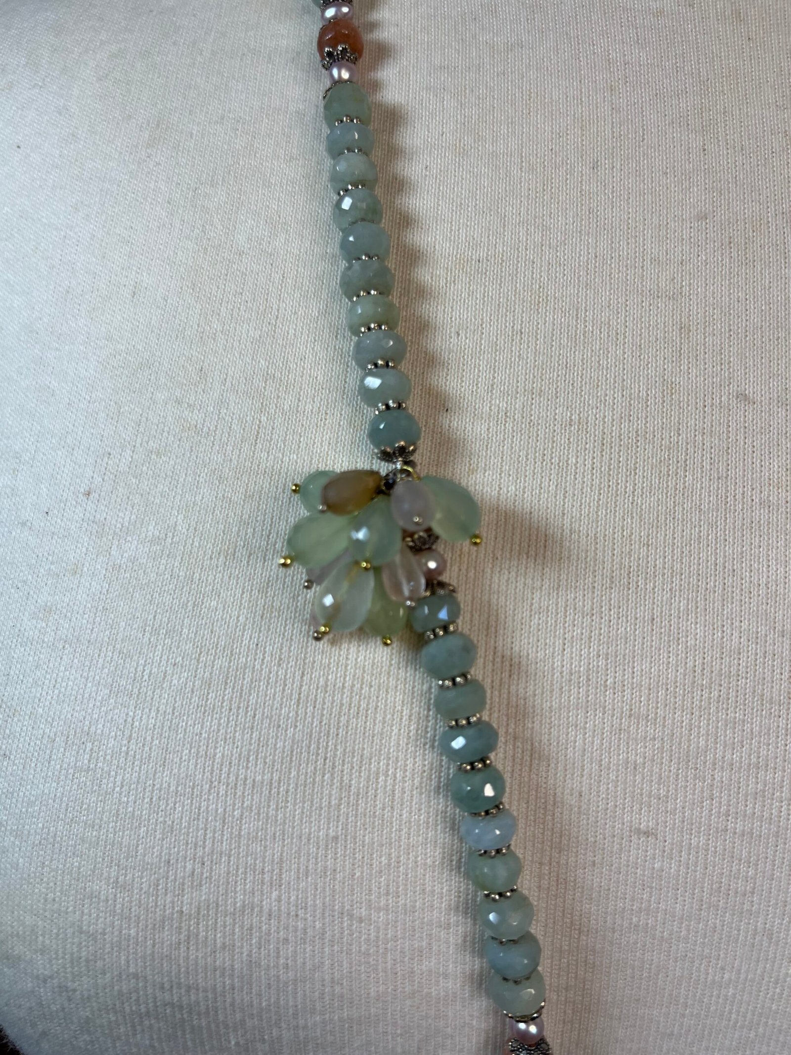 Sautoir en aigue-marine et aventurine – vue 4