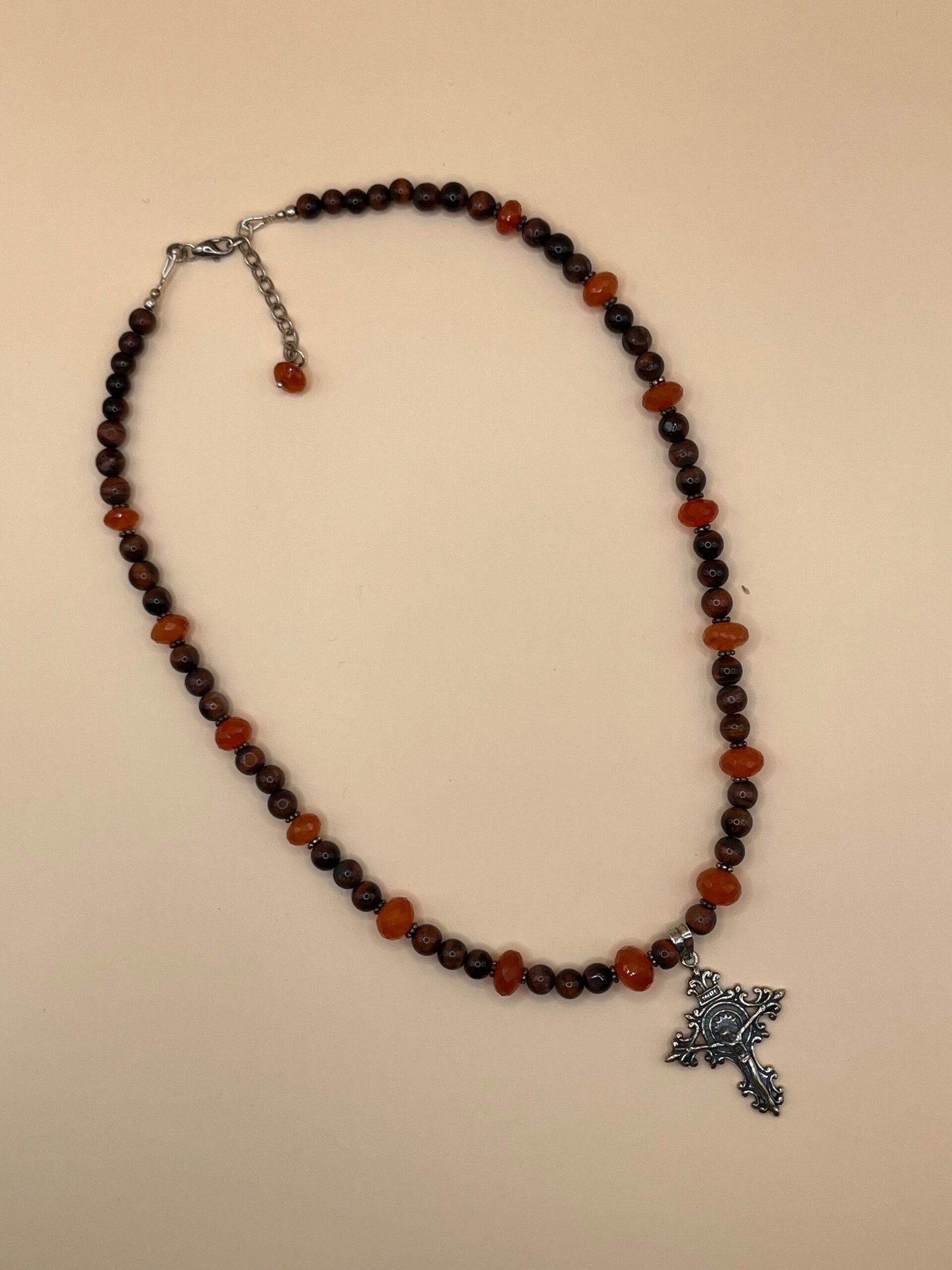Collier en cornaline et œil de tigre – vue 2