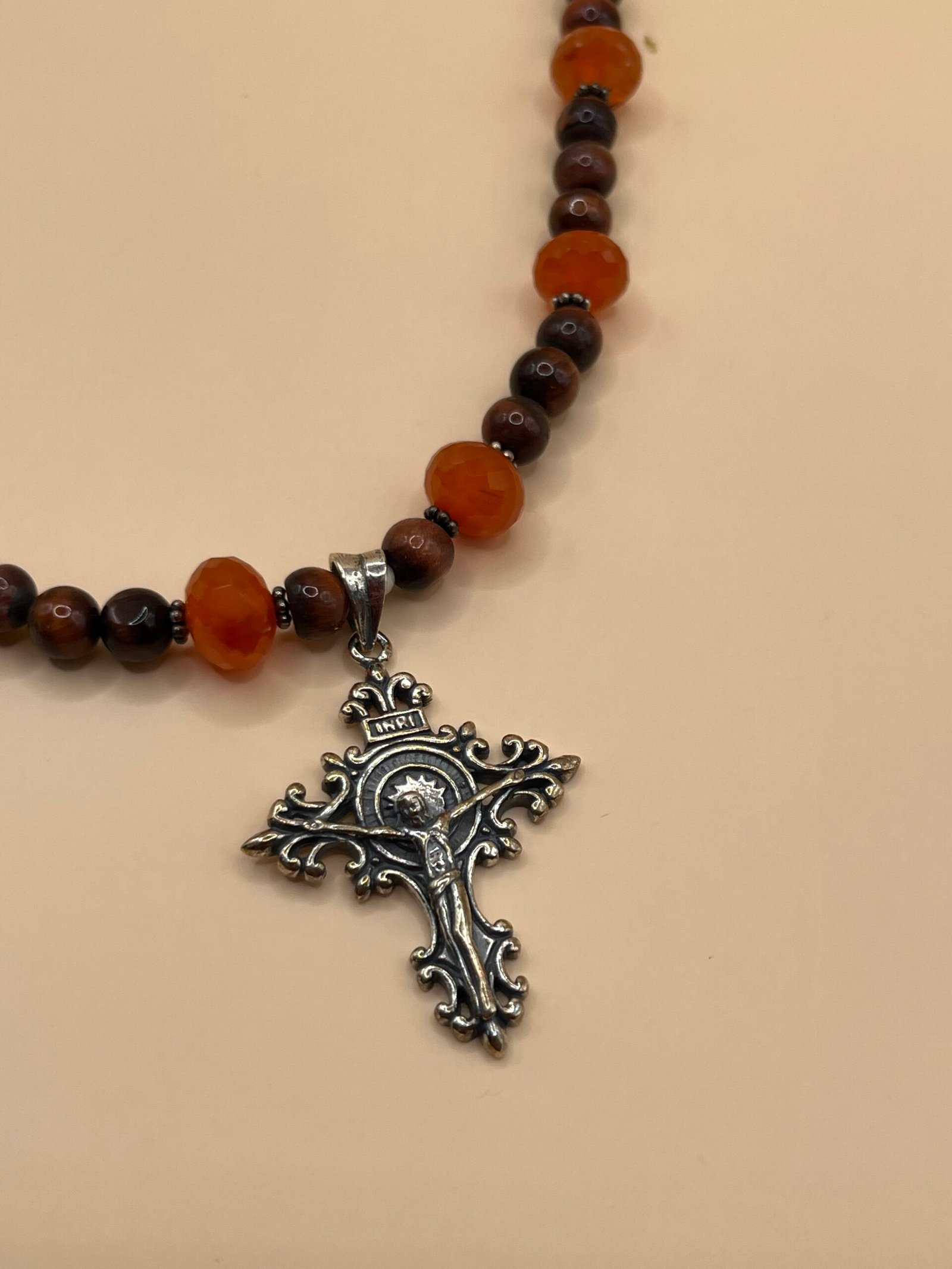 Collier en cornaline et œil de tigre – vue 3